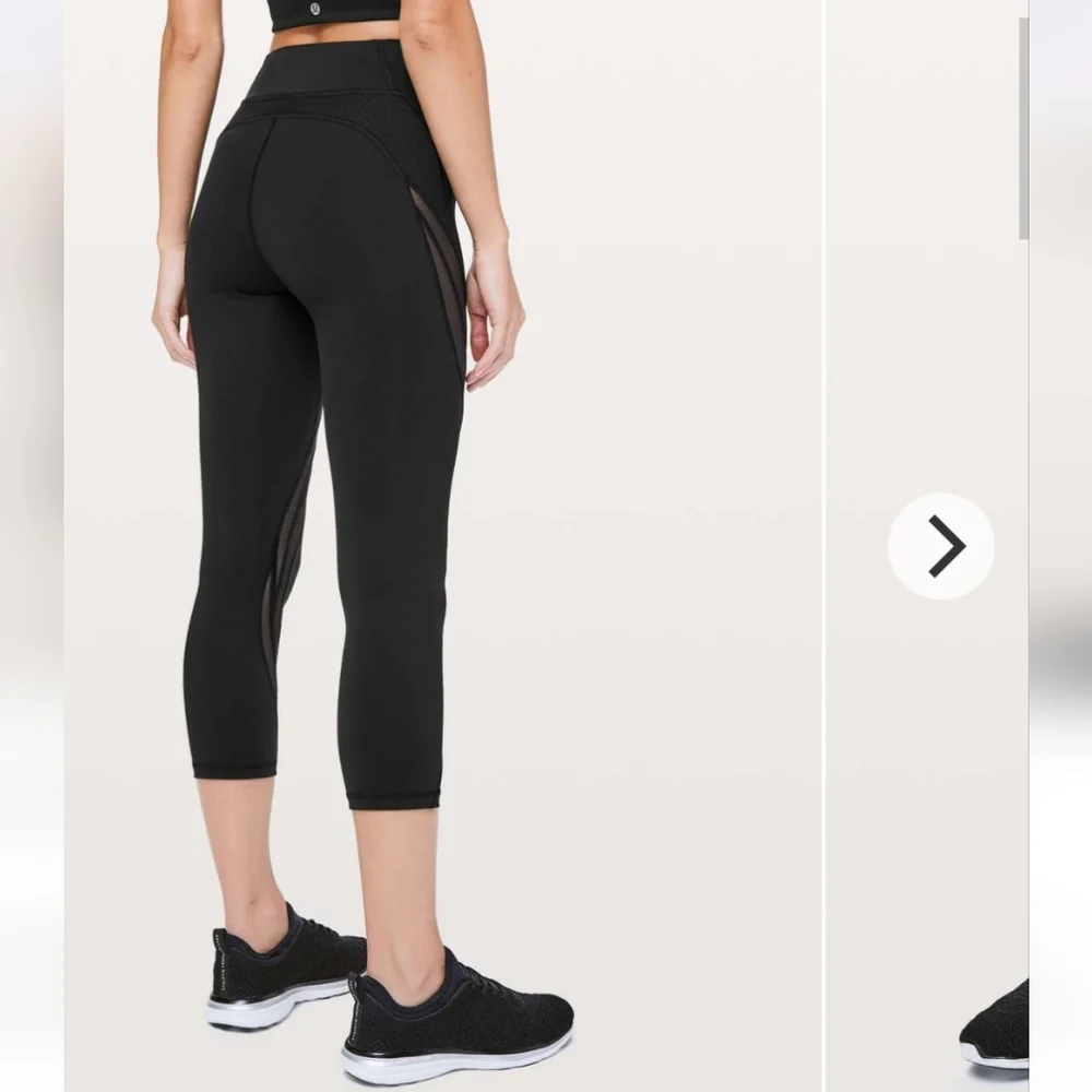 lululemon athletica Black Mesh-Detail Crop Leggings